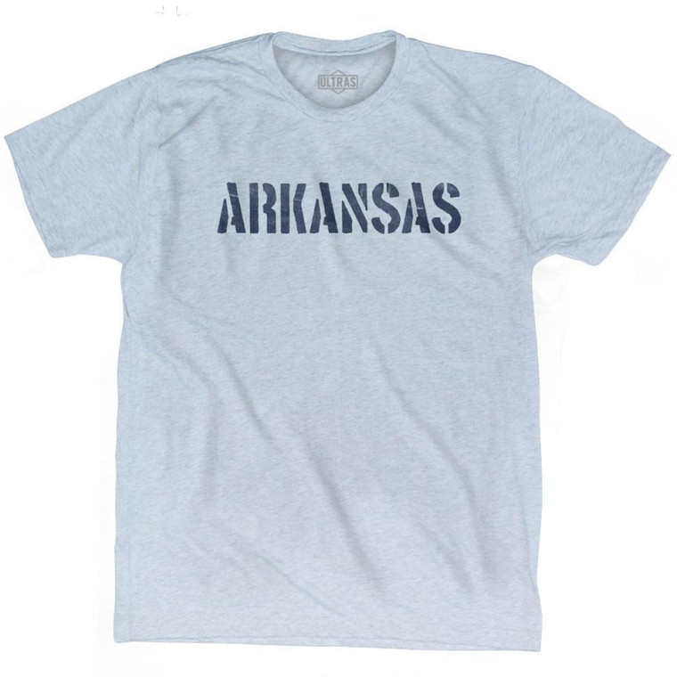 Arkansas State Stencil Adult Tri-Blend T-Shirt - Athletic White