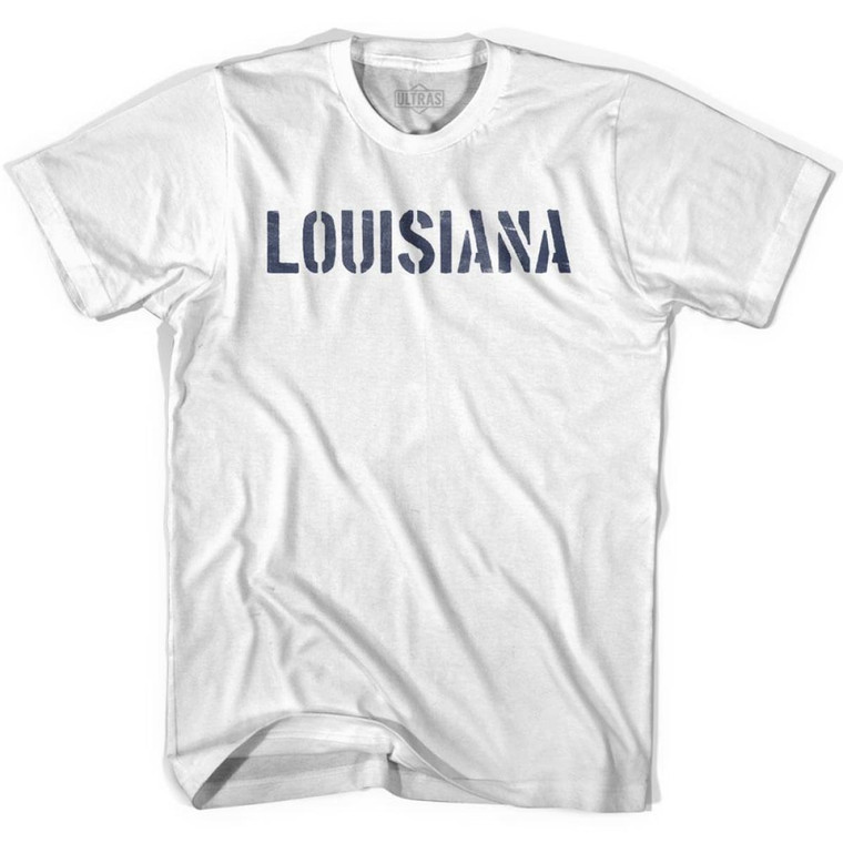 Louisiana State Stencil Womens Cotton T-shirt - White