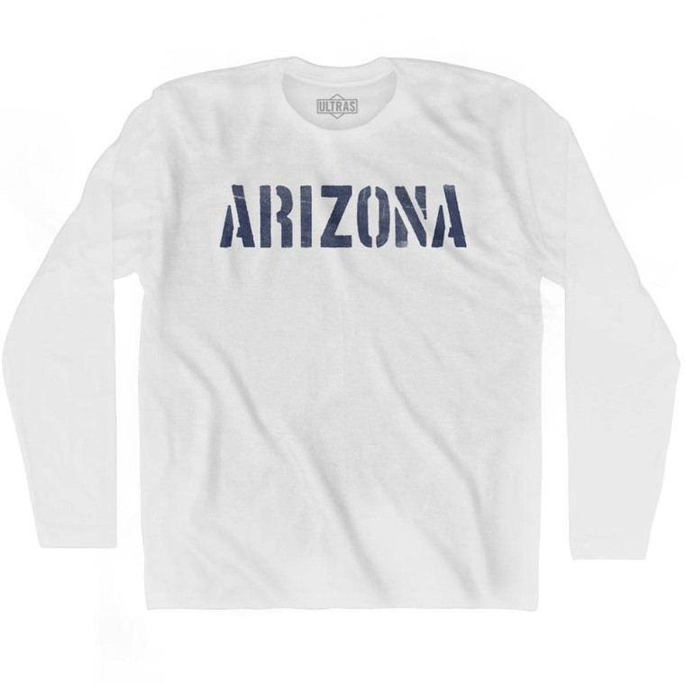 Arizona State Stencil Adult Cotton Long Sleeve T-shirt - White