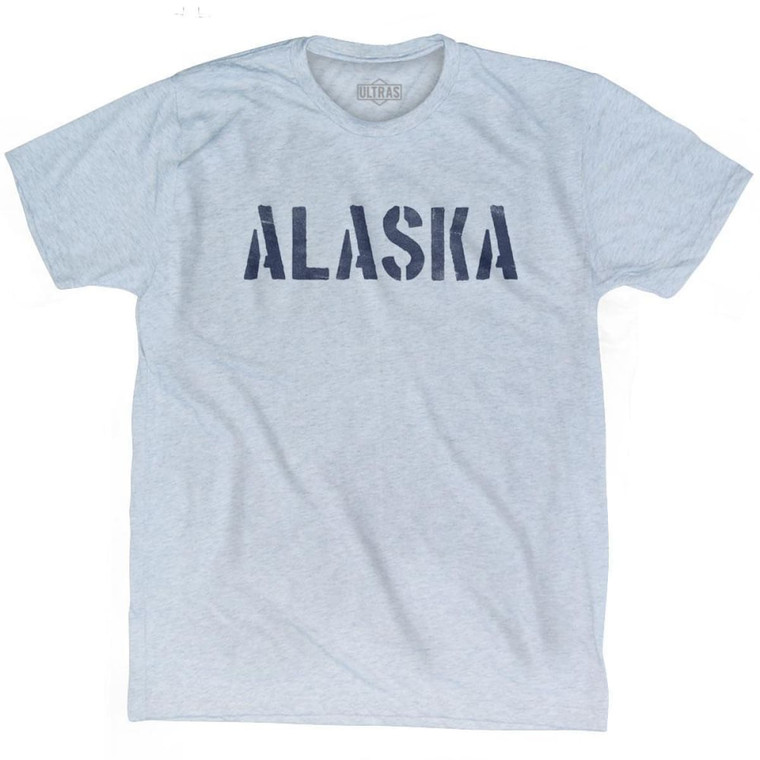 Alaska State Stencil Adult Tri-Blend T-Shirt - Athletic White