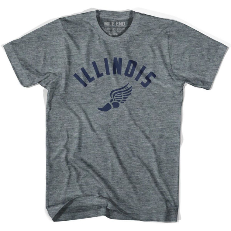 Illinois Running Winged Foot Track T-Shirt - Adult - Athletic Grey
