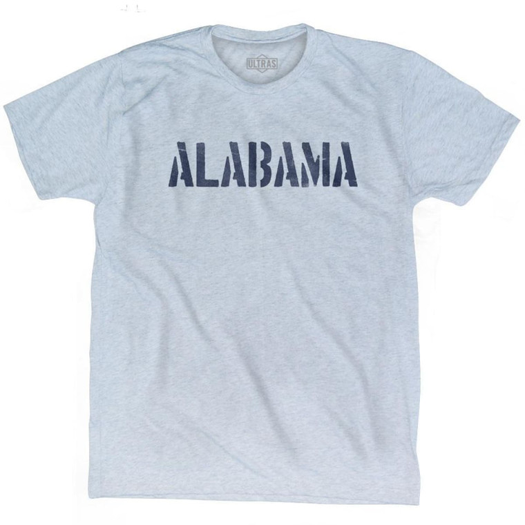 Alabama State Stencil Adult Tri-Blend T-Shirt - Athletic White