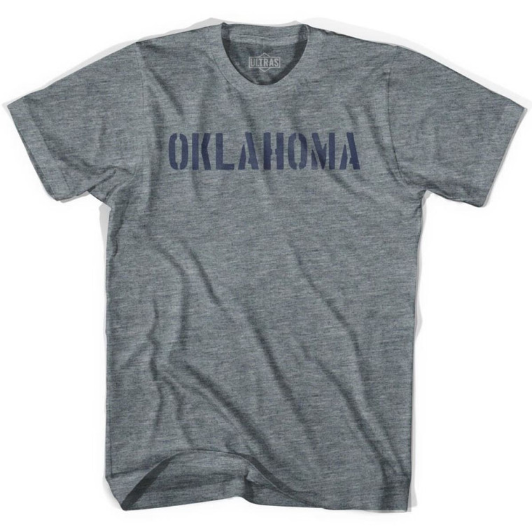 Oklahoma State Stencil Adult Tri-Blend T-shirt - Athletic Grey