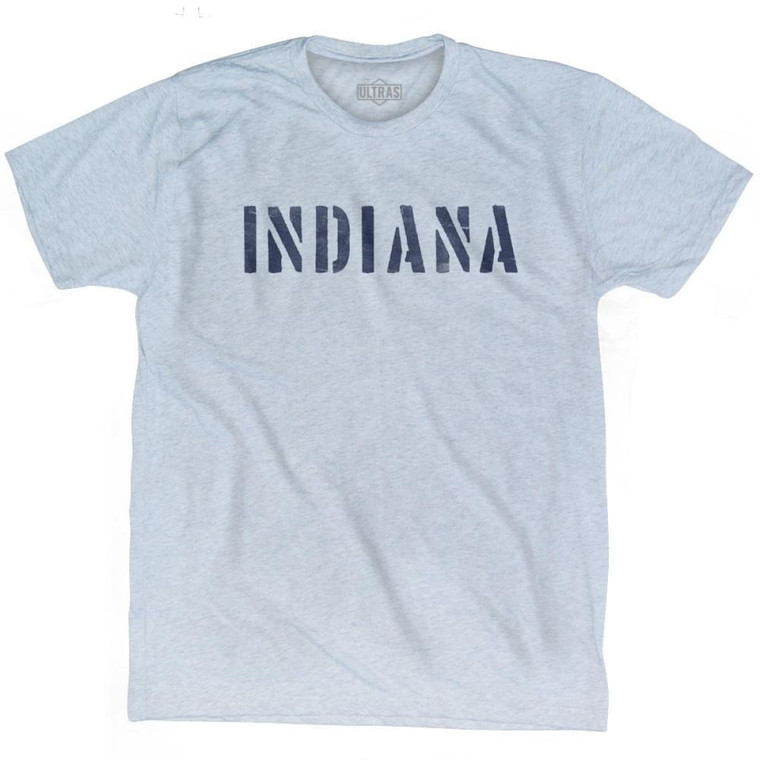 Indiana State Stencil Adult Tri-Blend T-Shirt - Athletic White