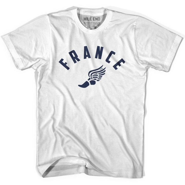 France Running Winged Foot Track T-Shirt - Adult - White