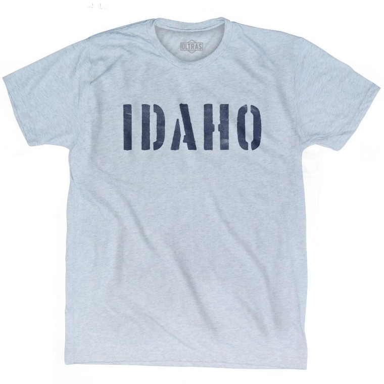 Idaho State Stencil Adult Tri-Blend T-Shirt - Athletic White