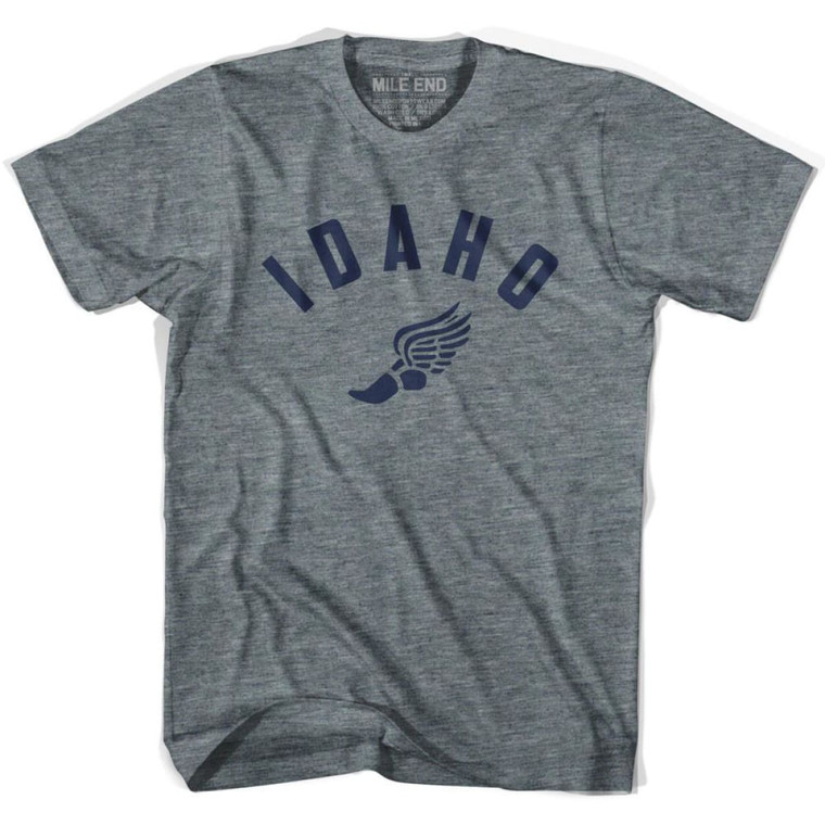 Idaho Running Winged Foot Track T-Shirt - Adult - Athletic Grey