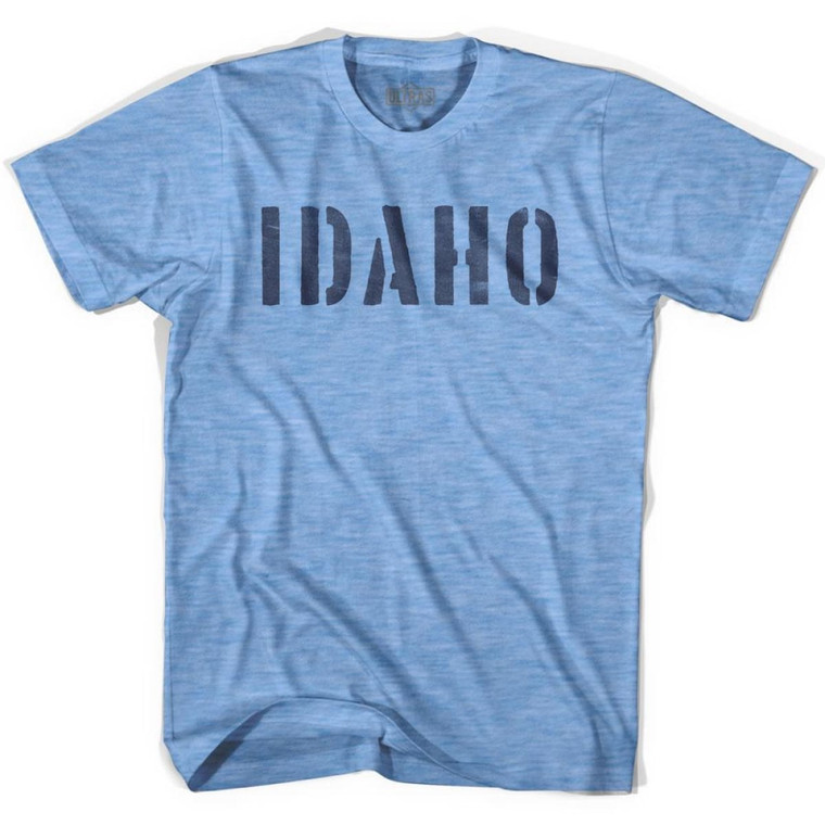 Idaho State Stencil Adult Tri-Blend T-Shirt - Athletic Blue