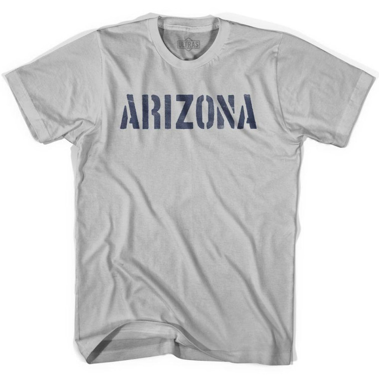 Arizona State Stencil Adult Cotton T-Shirt - Cool Grey