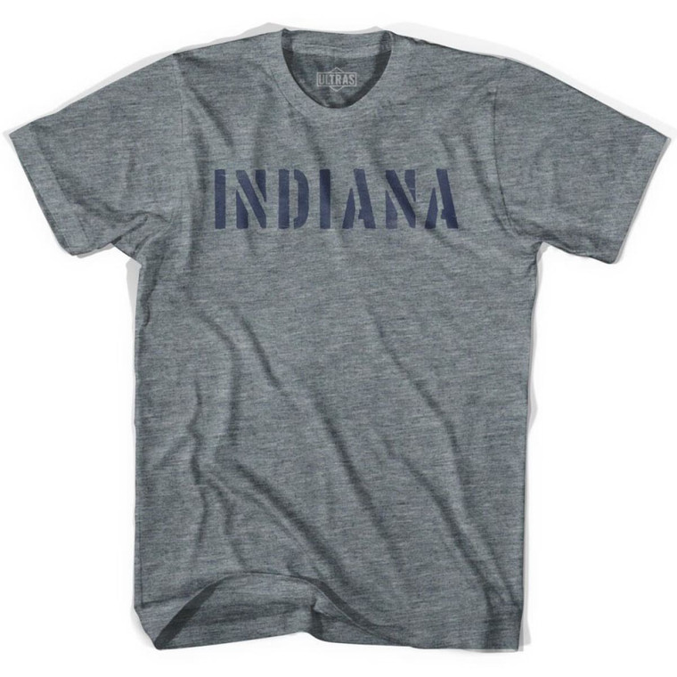 Indiana State Stencil Adult Tri-Blend T-shirt - Athletic Grey