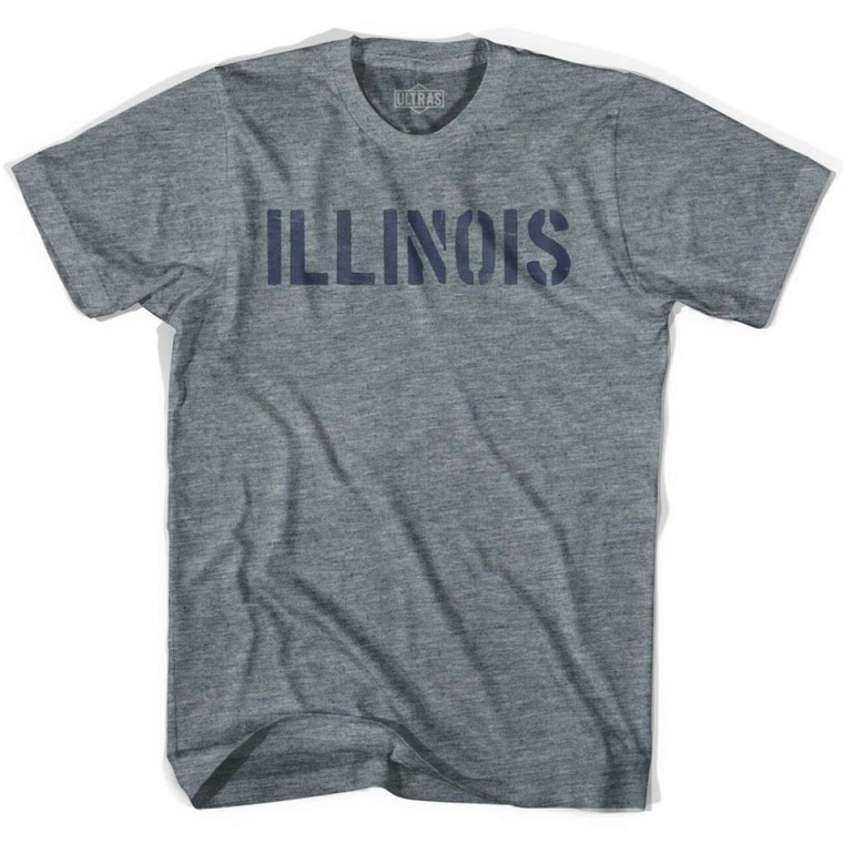 Illinois State Stencil Adult Tri-Blend T-shirt - Athletic Grey