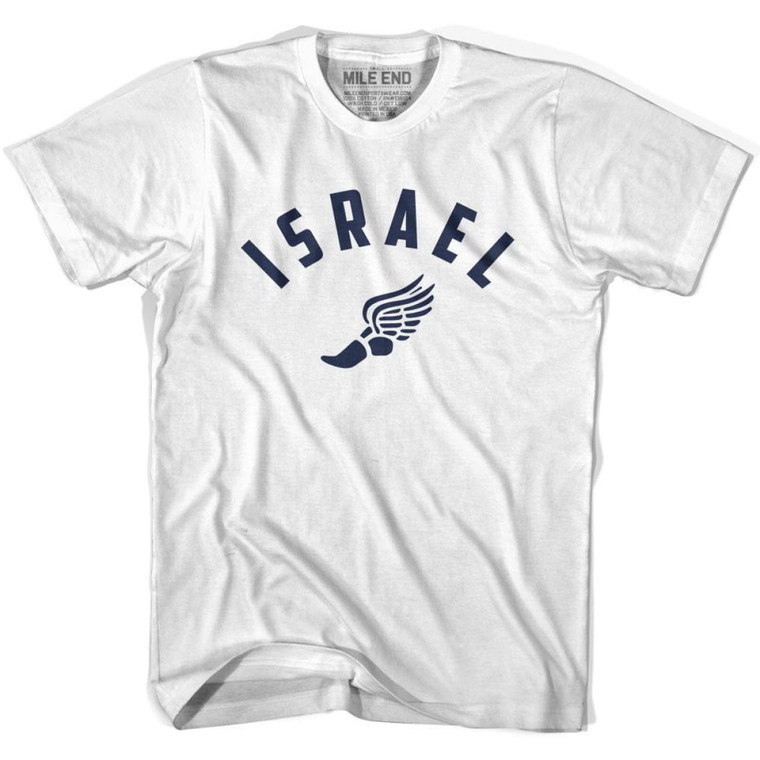 Israel Running Winged Foot Track T-Shirt - Adult - White