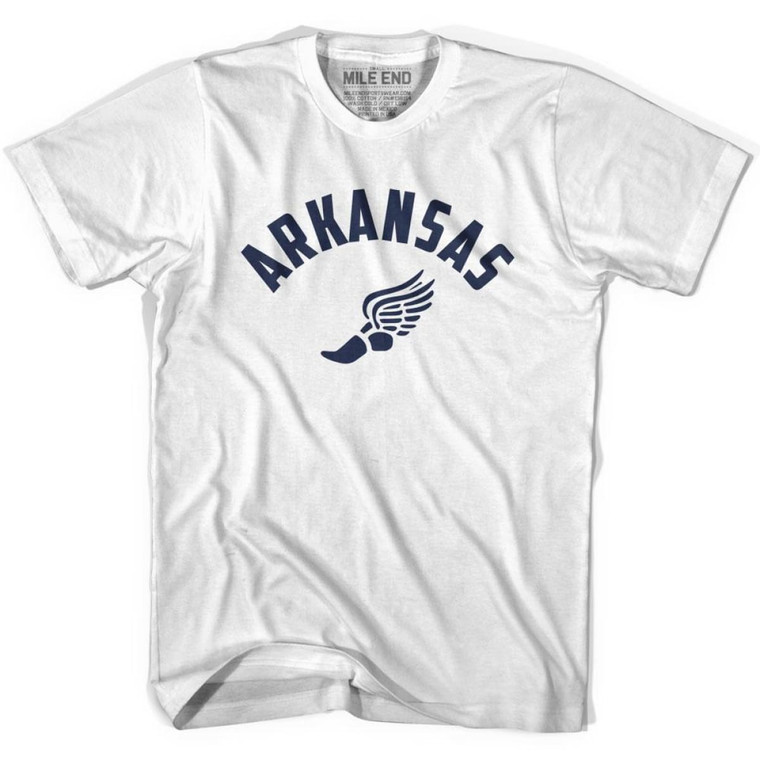 Arkansas Running Winged Foot Track T-Shirt - Adult - White