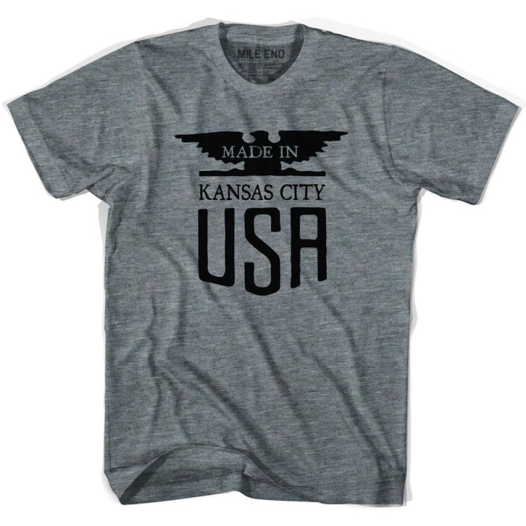 Made In USA Kansas Vintage Eagle T-Shirt - Adult - Athletic Grey