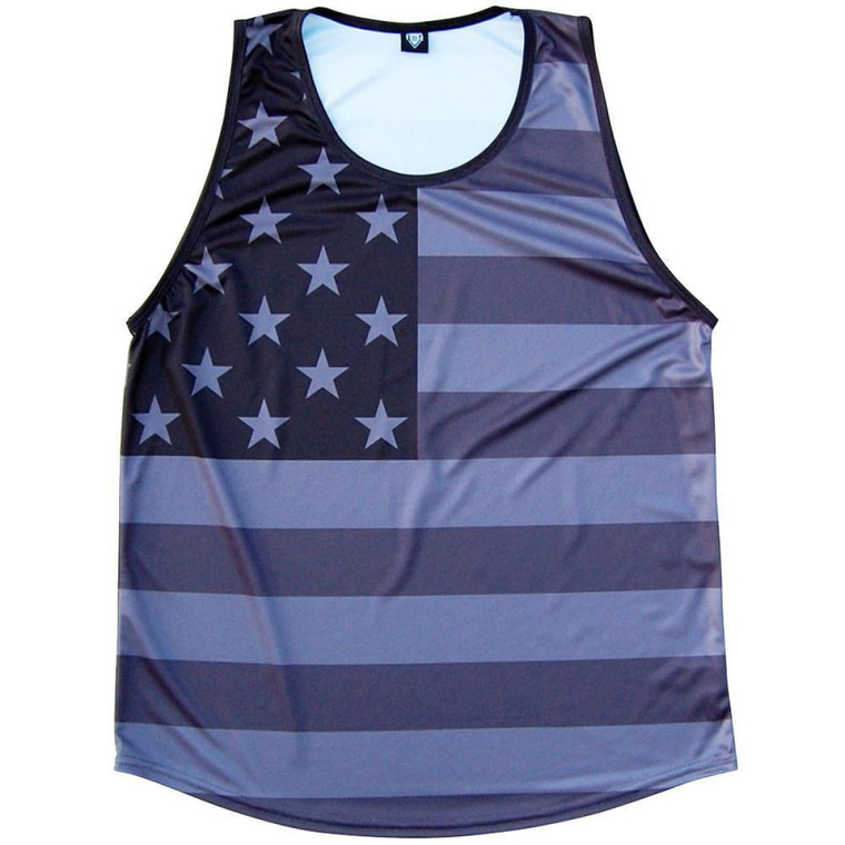 American Flag Black Out Sport Tank-Adult Made in USA - Black