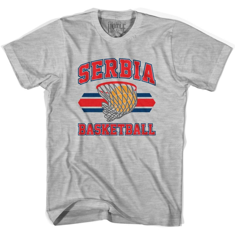 Serbia Basketball 90's Basketball T-Shirt - Adult - Grey Heather