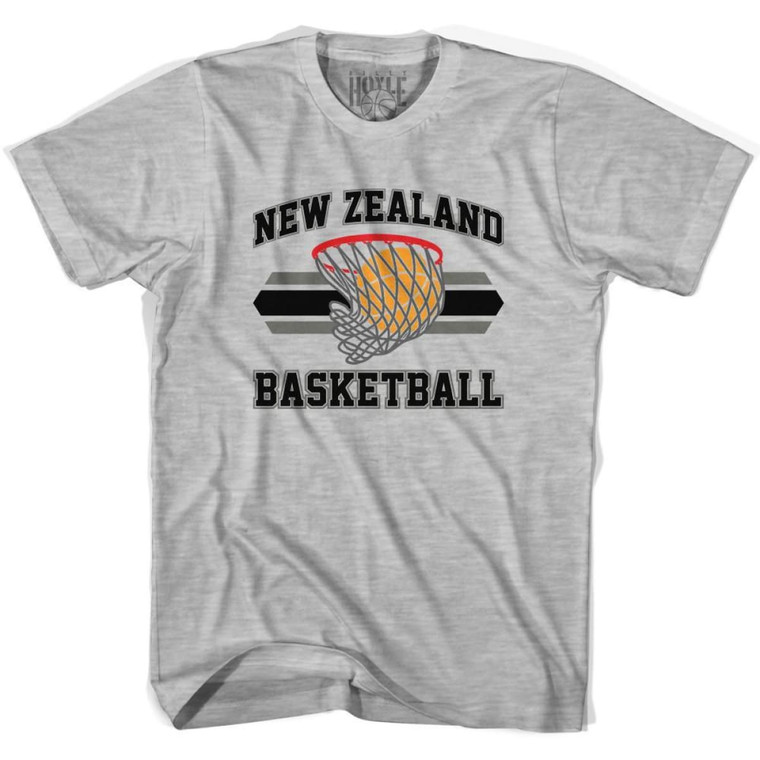 New Zealand 90's Basketball T-shirts-Adult - Grey Heather