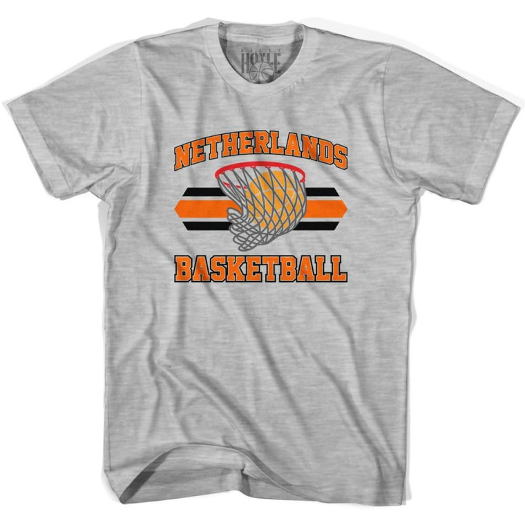 Netherlands 90's Basketball T-shirts-Adult - Grey Heather