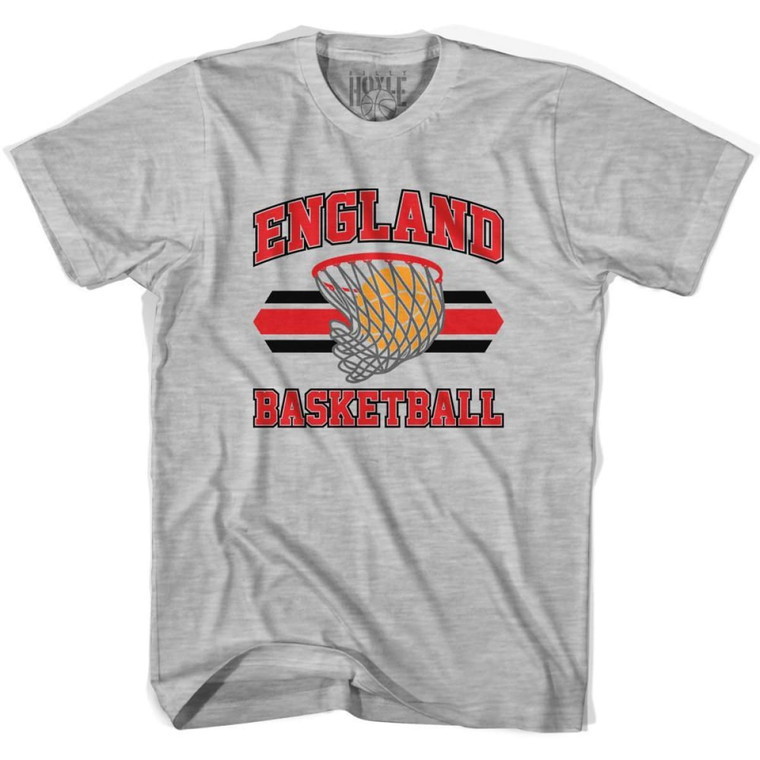 England 90's Basketball T-shirts-Adult - Grey Heather