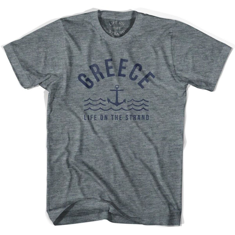 Greece Anchor Life on the Strand T-shirt - Athletic Grey