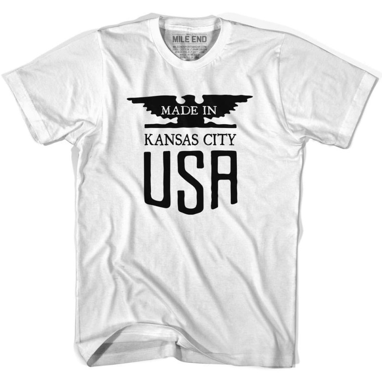Made In USA Kansas Vintage Eagle T-Shirt - Grey Heather