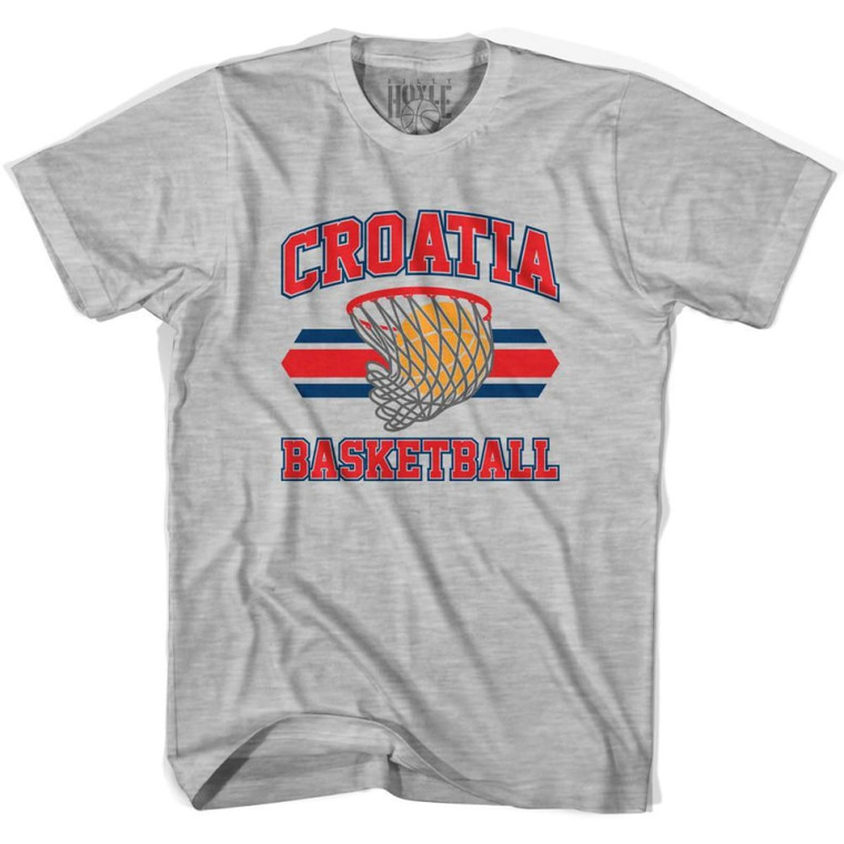 Croatia 90's Basketball T-shirt - Grey Heather