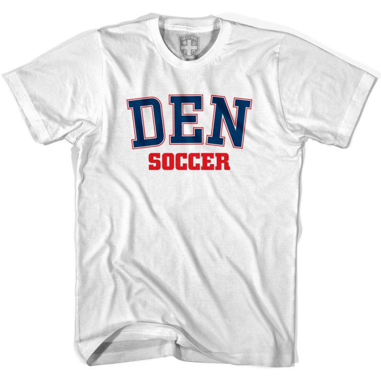 Denmark DEN Soccer Country Code T-Shirt - Adult - White
