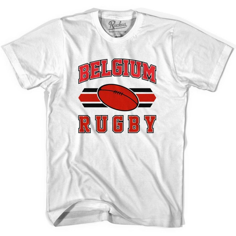 Belgium 90's Rugby Ball T-Shirt - Adult - White