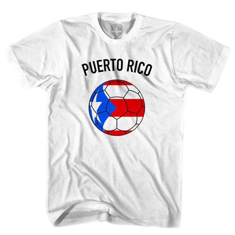 Puerto Rico Soccer Ball T-Shirt - Adult - White