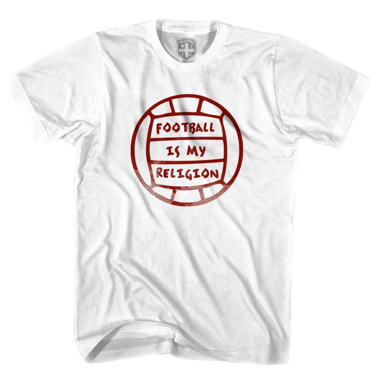 Football Is My Religion Ball T-Shirt - Adult - White