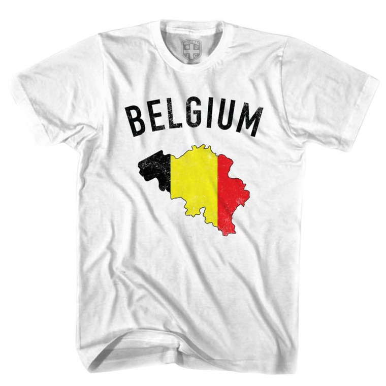 Belgium Flag & Country T-Shirt - Adult - White