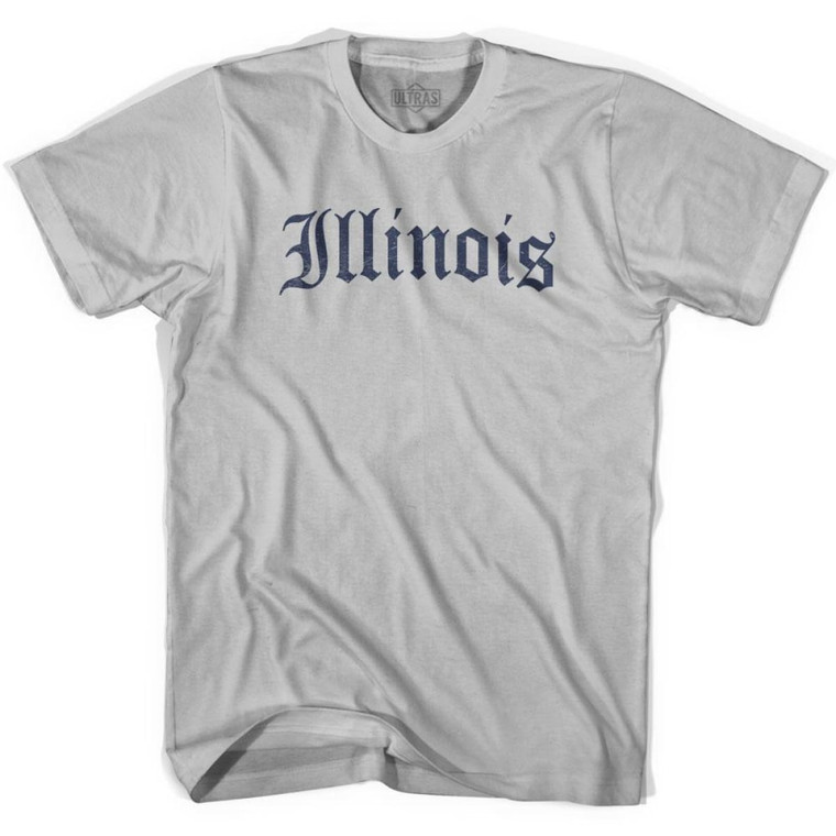 Illinois Old Town Font T-Shirt - Cool Grey