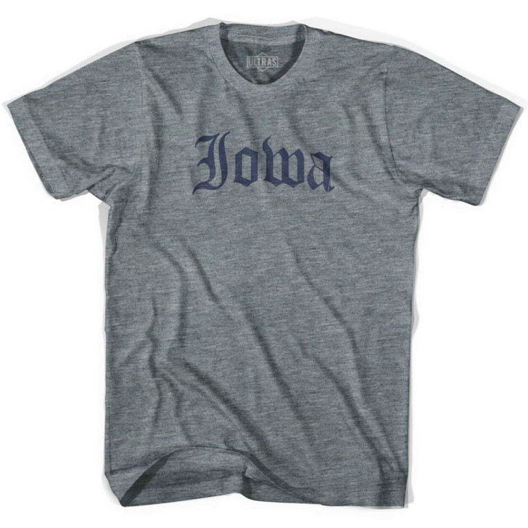 Womens Iowa Old Town Font T-shirt - Athletic Grey