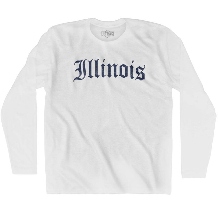 Illinois Old Town Font Long Sleeve T-shirt - White