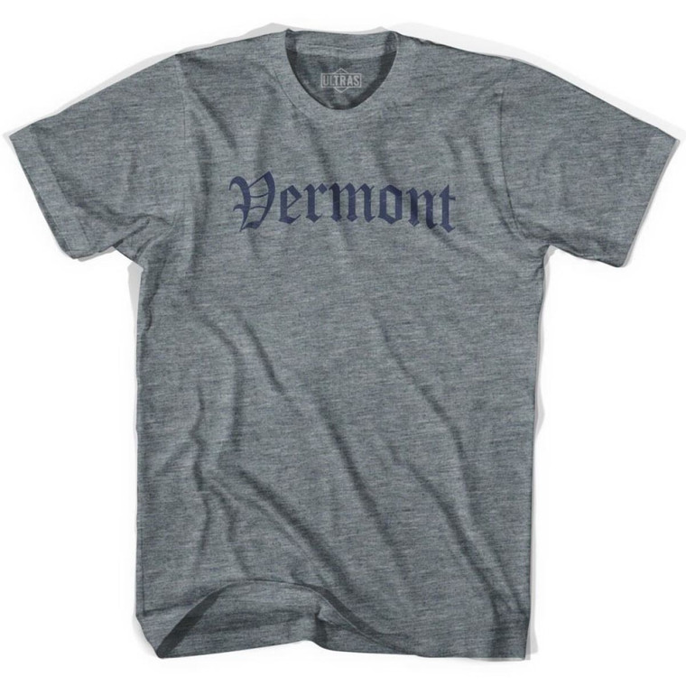 Womens Vermont Old Town Font T-shirt - Athletic Grey