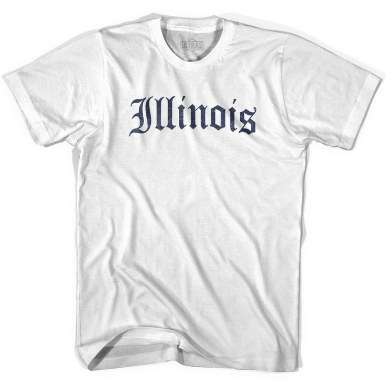 Womens Illinois Old Town Font T-shirt - White