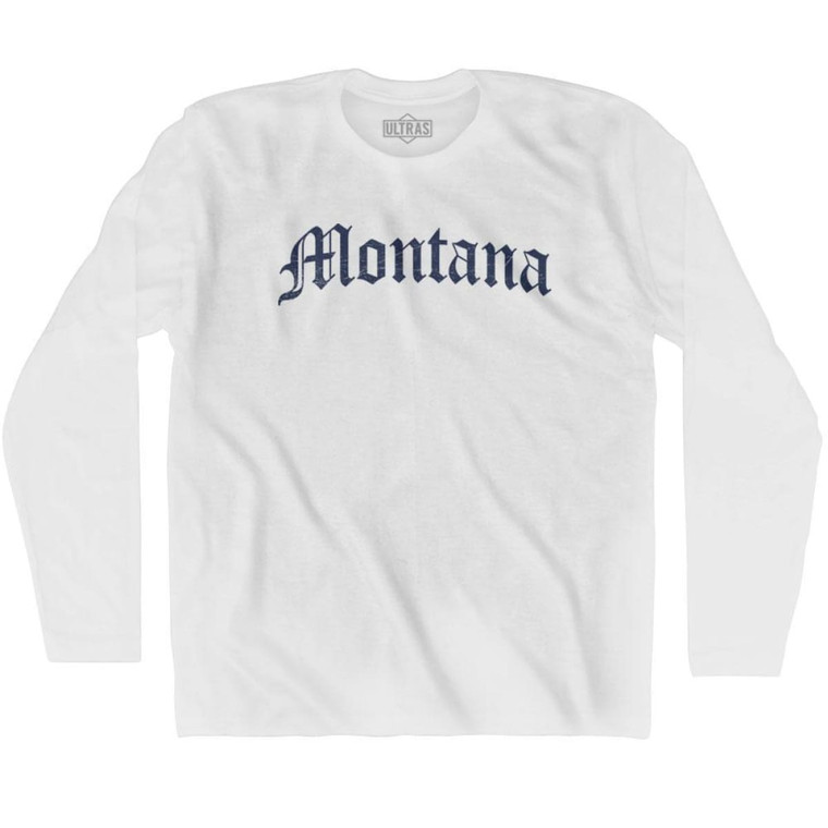 Montana Old Town Font Long Sleeve T-shirt - White