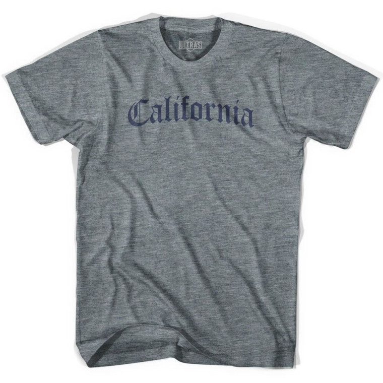 Womens California Old Town Font T-shirt - Athletic Grey