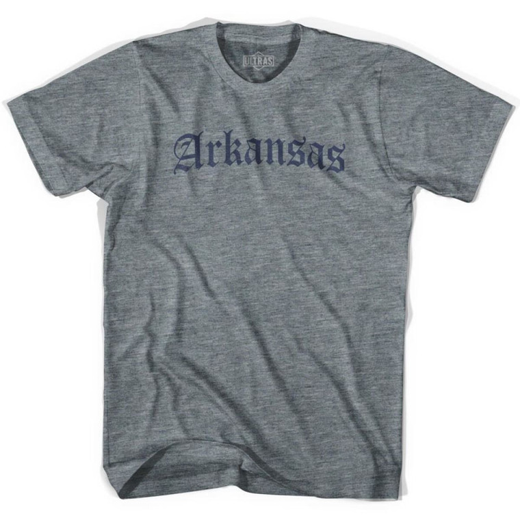 Womens Arkansas Old Town Font T-shirt - Athletic Grey