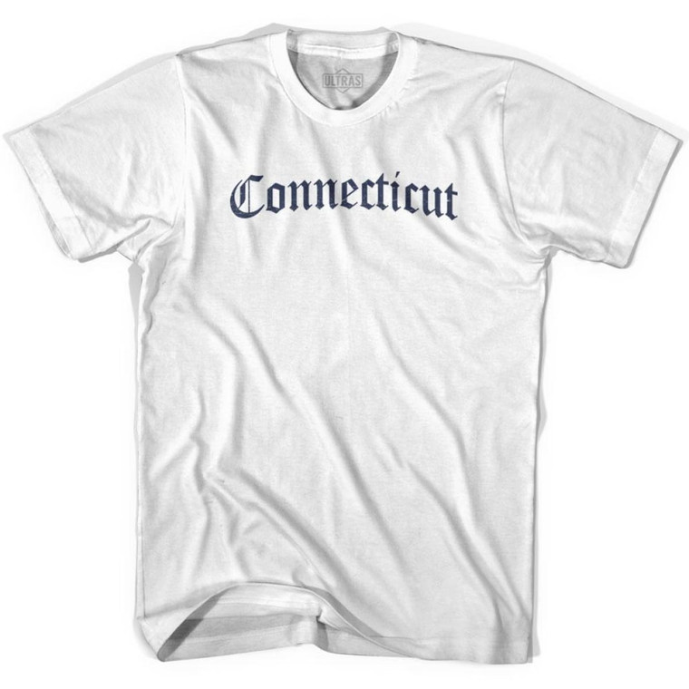 Womens Connecticut Old Town Font T-shirt - White