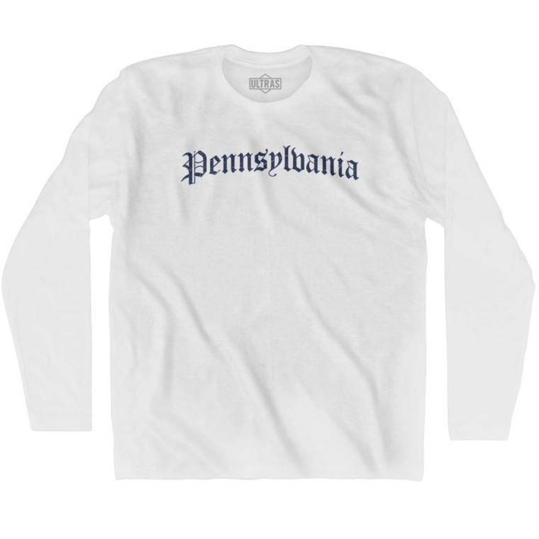 Pennsylvania Old Town Font Long Sleeve T-shirt - White
