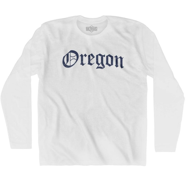 Oregon Old Town Font Long Sleeve T-shirt - White