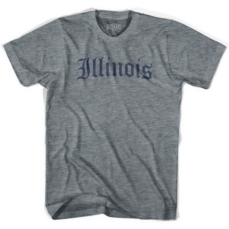 Illinois Old Town Font T-shirt - Athletic Grey