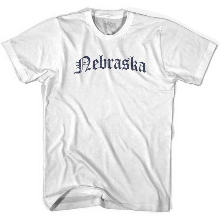 Youth Nebraska Old Town Font T-shirt - White