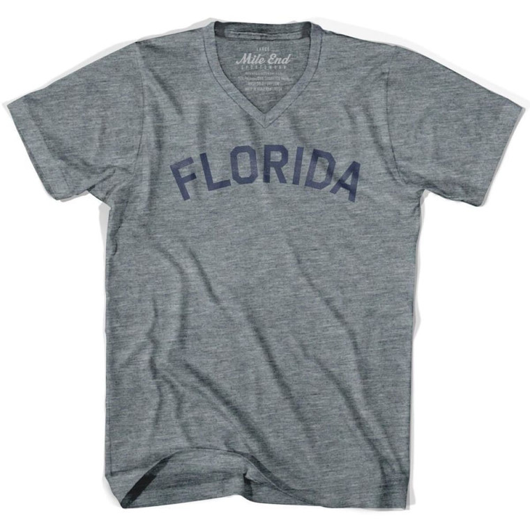 Florida City Vintage V-neck T-shirt - Athletic Grey