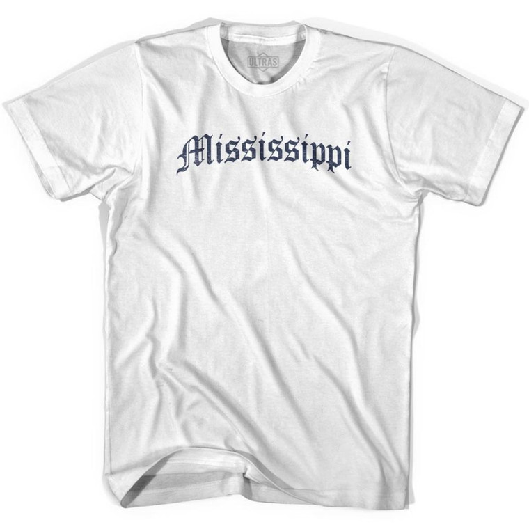 Youth Mississippi Old Town Font T-shirt - White