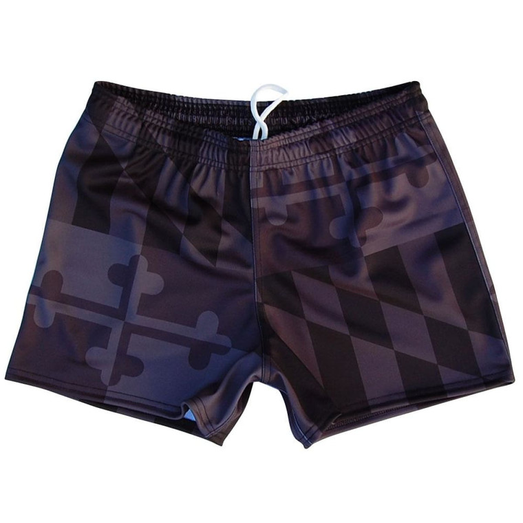 Maryland Flag Black Out Rugby Union Shorts Made in USA - Black