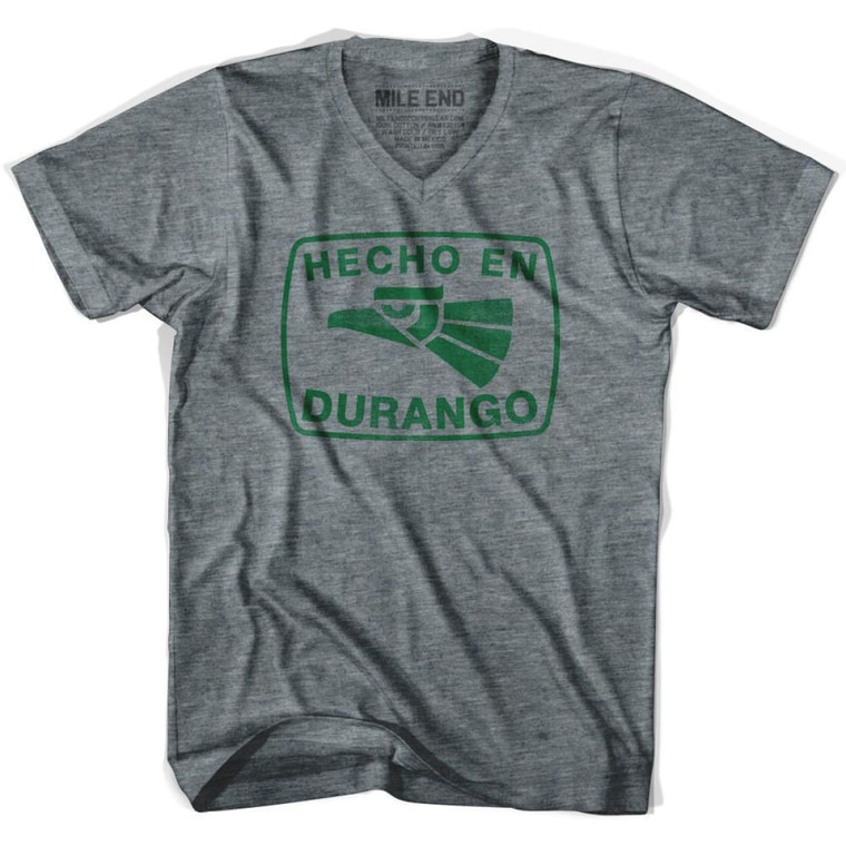 Hecho En Durango V-neck Vintage T-shirt - Athletic Grey