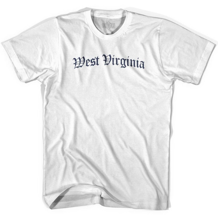 Youth West Virginia Old Town Font T-shirt - White