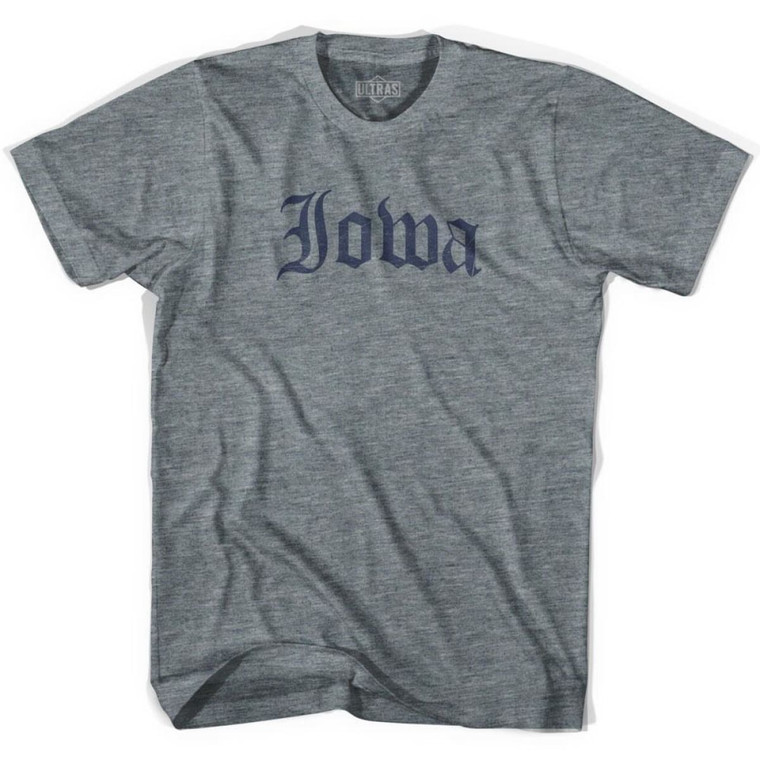 Iowa Old Town Font T-shirt - Athletic Grey